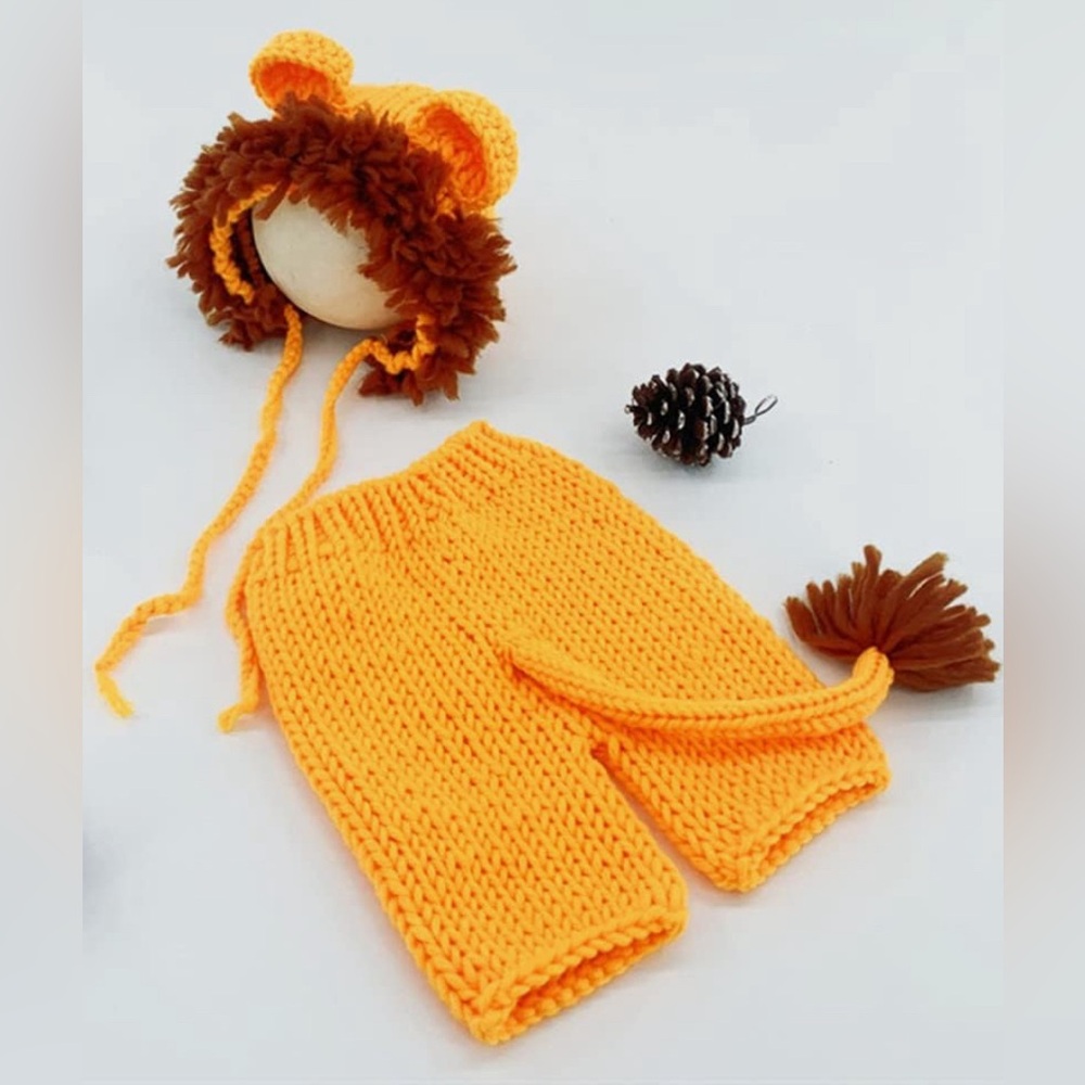 NWT Newborn Lion Costume Brand New Knit Cap and Pants